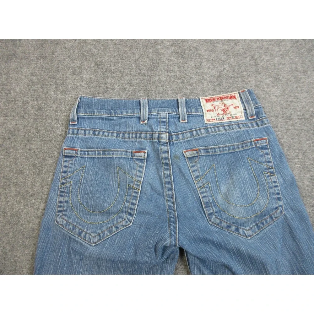 True Religion Jean Shorts Jorts‎ Mens 32 Blue Logan Denim Cutoff Light Wash